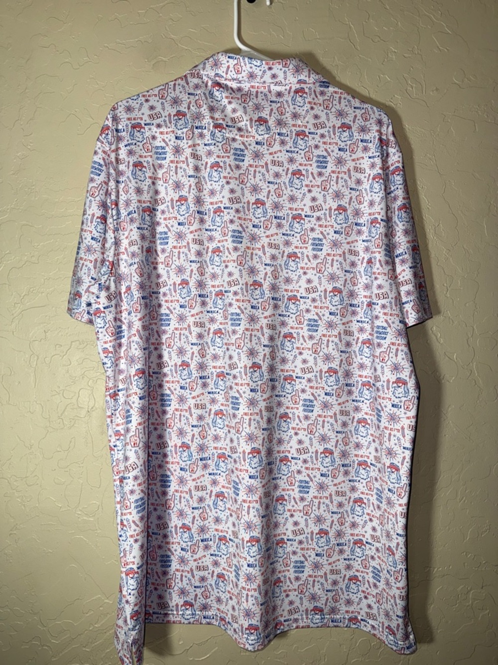 Bogey Bros 'Merica performance polo shirt all-over USA-themed print XXL - Picture 6 of 7